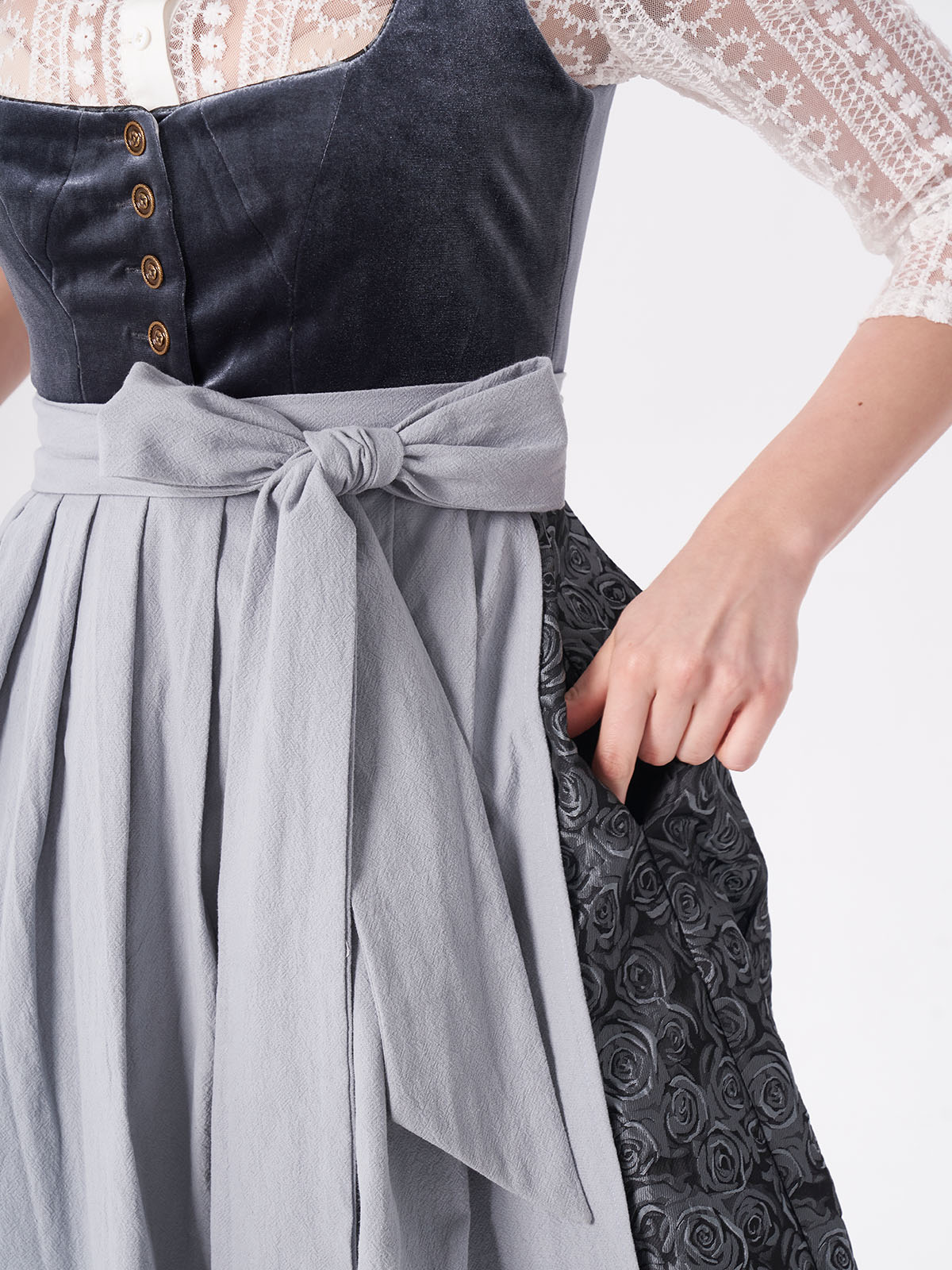 Dirndlbluse Lang in Blau